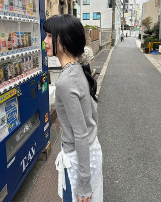 Wave puff knit T-shirt