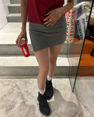 Asymmetrical design ribbed skirt pants
