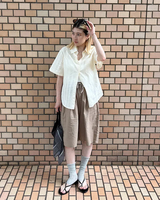 Ethnic striped cotton half shirt