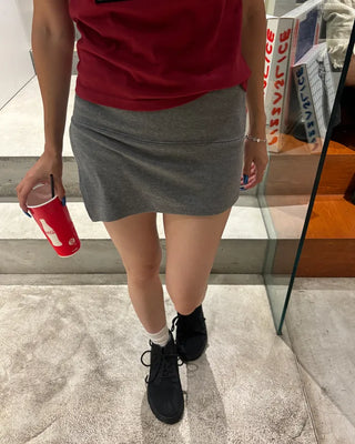 Asymmetrical design ribbed skirt pants