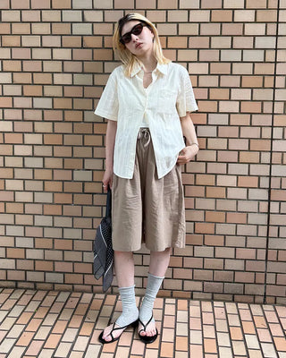 Ethnic striped cotton half shirt