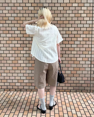 Ethnic striped cotton half shirt
