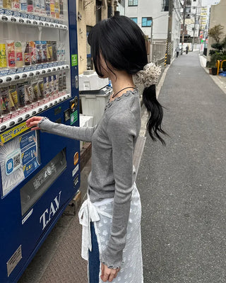 Wave puff knit T-shirt