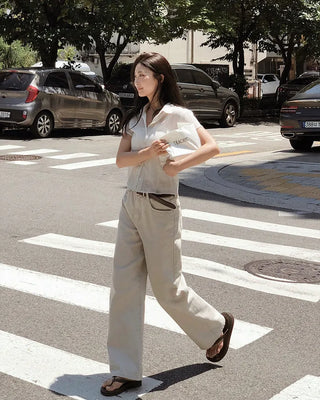 Striped short-sleeved shirt