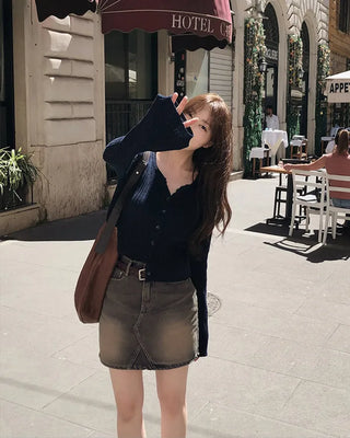 Vintage Wash Denim Skirt