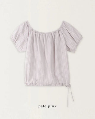 Striped Border Short-Sleeve Blouse