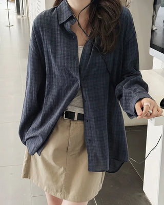 Loose-fit summer check shirt