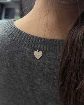 Fluffy short-sleeved summer knit with heart charm
