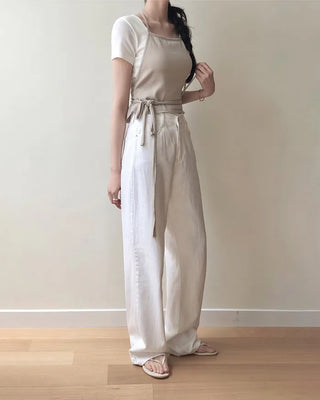 Halter neck knit bustier layered top