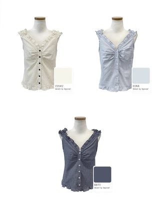 [2-way] Frill Stripe Border Blouse