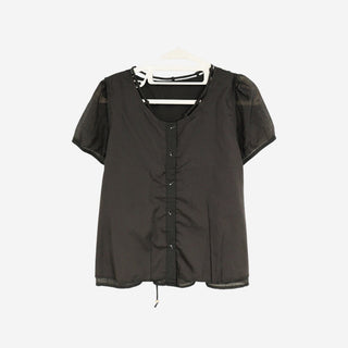 [2 colors] Kirin String Shirring Blouse