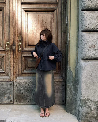 Vintage Wash Denim Skirt