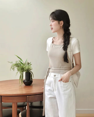 Halter neck knit bustier layered top