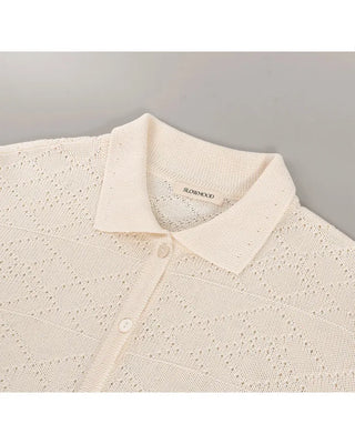Perforated Collar Knit Jacket