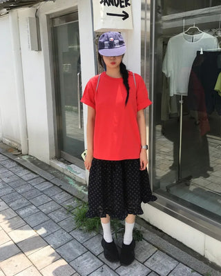Frilled polka dot skirt