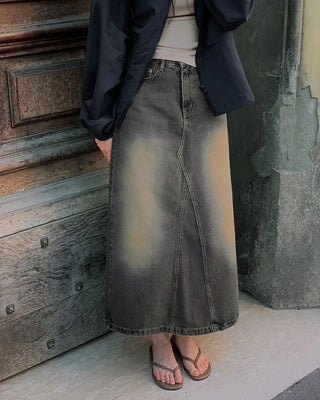 Vintage Wash Denim Skirt