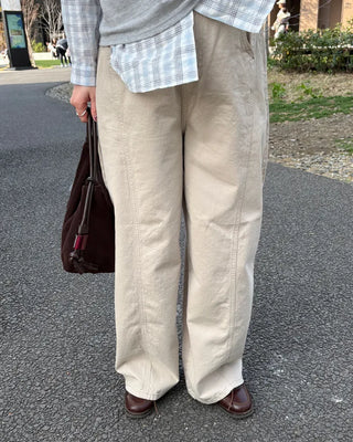 Curved center seam cotton pants