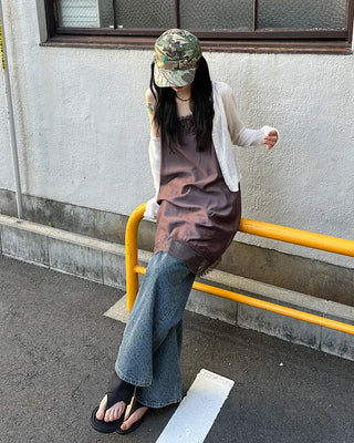 Leopard print denim pants