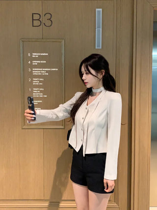 Tie jacket & blouse set