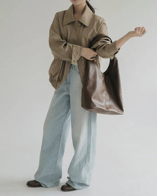 ONLYSLOW. Matte Suede Leather MA-1 Jacket