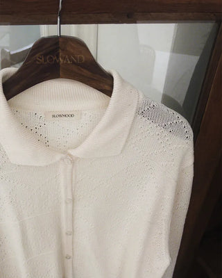 Perforated Collar Knit Jacket