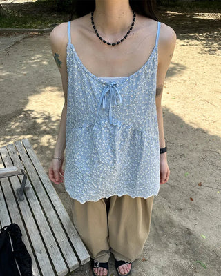 Flower Shirring Camisole