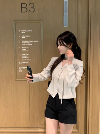 Tie jacket & blouse set