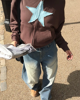 (ORIGINAL) Double Unique Seam Wide Denim Pants