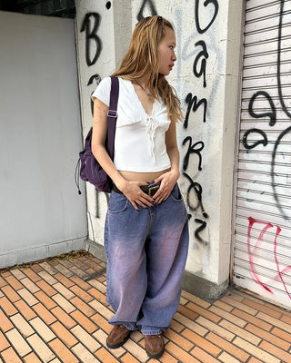 Lace V-neck strap gathered cap sleeve