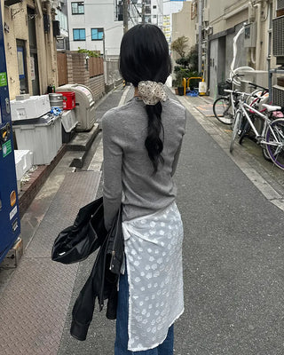 Wave puff knit T-shirt