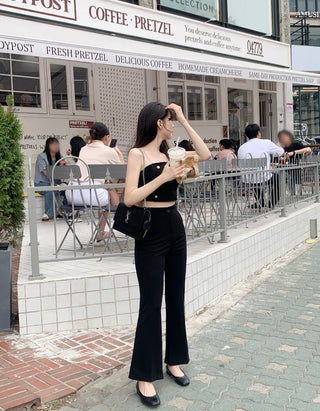 Slit long bootcut pants
