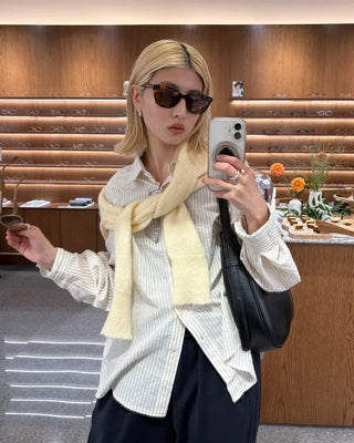 Modern striped long-sleeved shirt