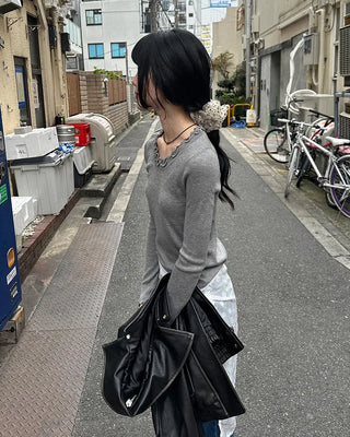 Wave puff knit T-shirt