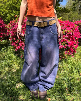 (ORIGINAL) Loose-fit denim pants (purple)