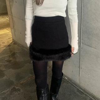 Hem fur mini skirt