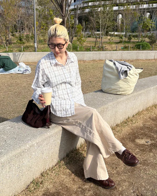 Round Hem Seersucker Check Shirt