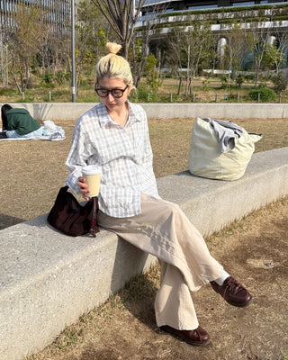 Curved center seam cotton pants