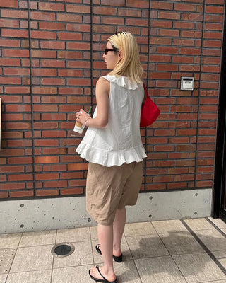 Ruffle Ribbon Vest Blouse