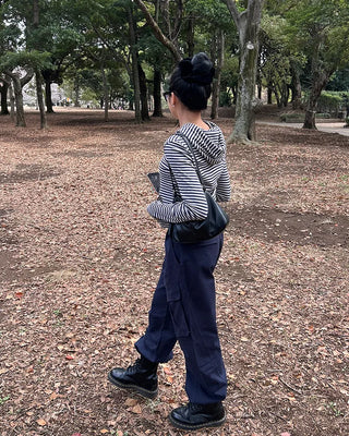 Slim Border Hooded Long Sleeve T-Shirt