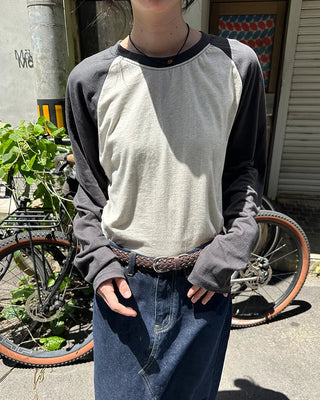 (Unisex) Raglan Sleeve Point Long Sleeve T-Shirt