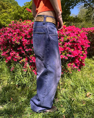 (ORIGINAL) Loose-fit denim pants (purple)