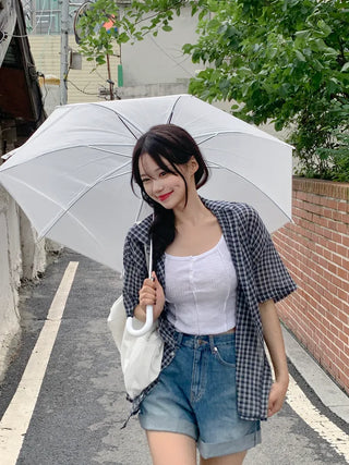 [UNISEX] Checkered Oversized Short-Sleeve Shirt (3 colors)