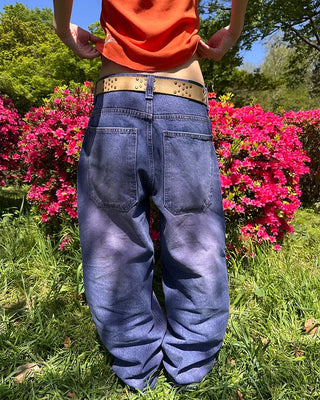 (ORIGINAL) Loose-fit denim pants (purple)