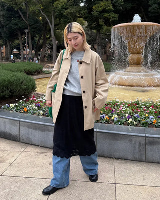 Square pocket single half trench coat