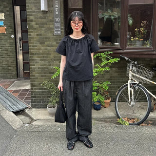 Neckline shirred blouse