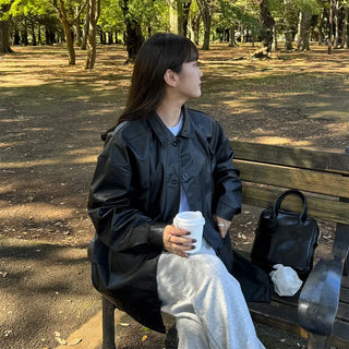 Single leather half jacket