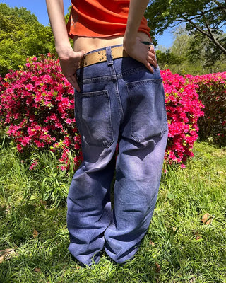 (ORIGINAL) Loose-fit denim pants (purple)