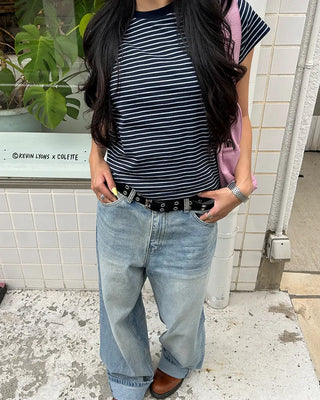 Suede double eyelet belt