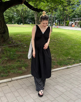 Gathered Point Wrinkle Long Dress