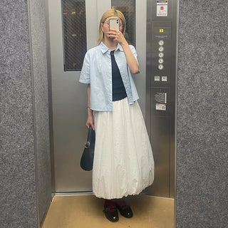Plain cropped short-sleeved shirt